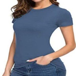 CoCo Women's  neck slim short sleeve tee elastic tight